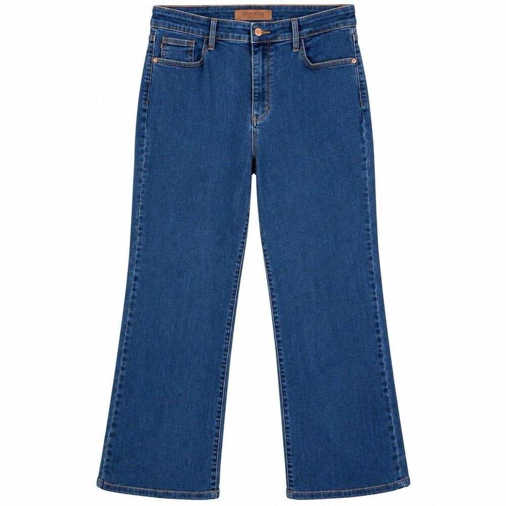 Judy Blue Womens 15/32 Wide Leg Jeans High Rise Stretch Blue Denim